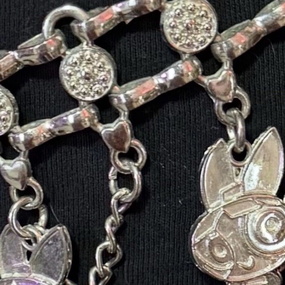 Vintage POWERPUFF GIRLS Silver Tone Waist Chain Charm Belt- Blossom Bubbles - Picture 12 of 12
